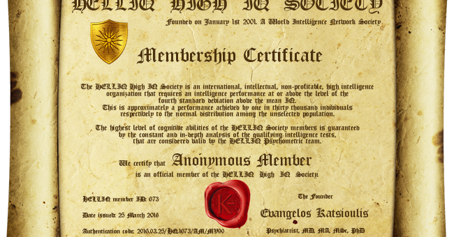 New HELLIQ Membership Certificate